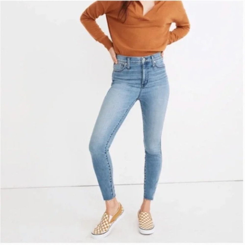 Madewell 10" High Rise Skinny Jeans in Highview Wash Raw-Hem Edition
